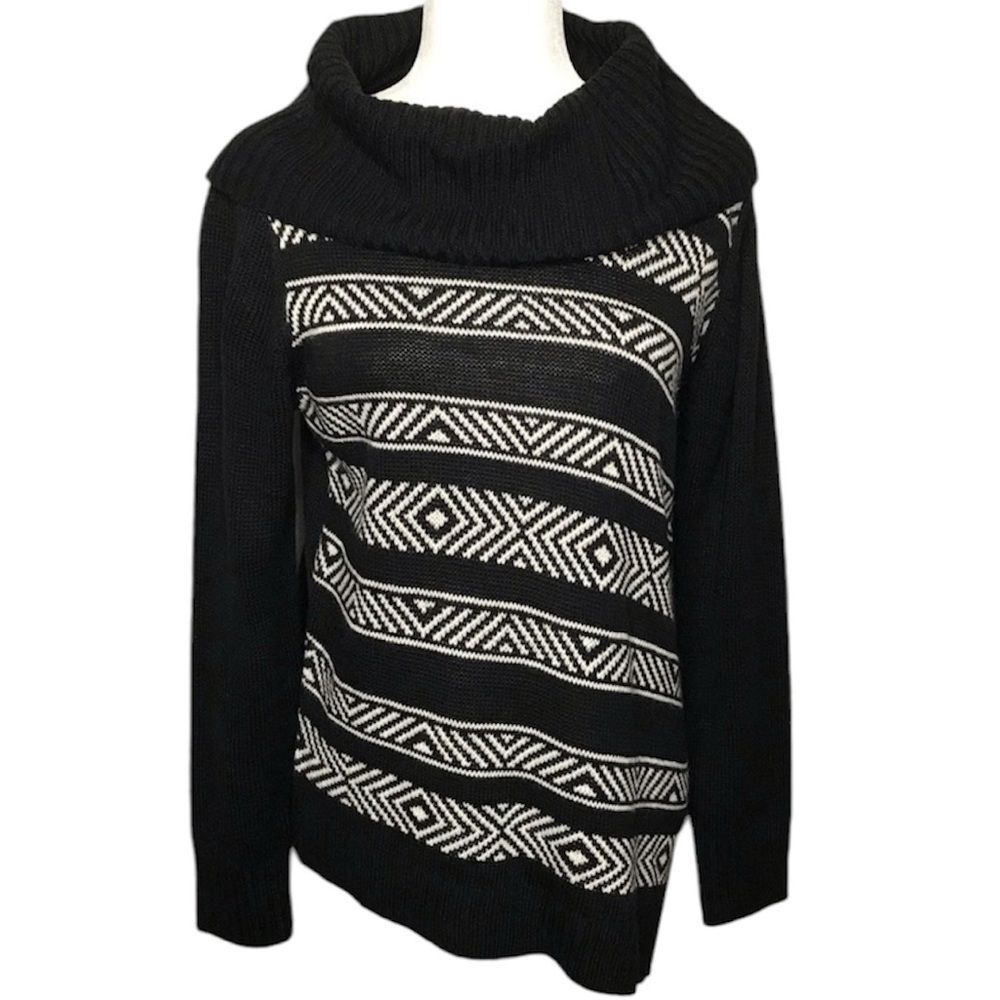 DB Established 1962 Striped Asymmetrical Cowl Neck Knit Sweater Size Medium